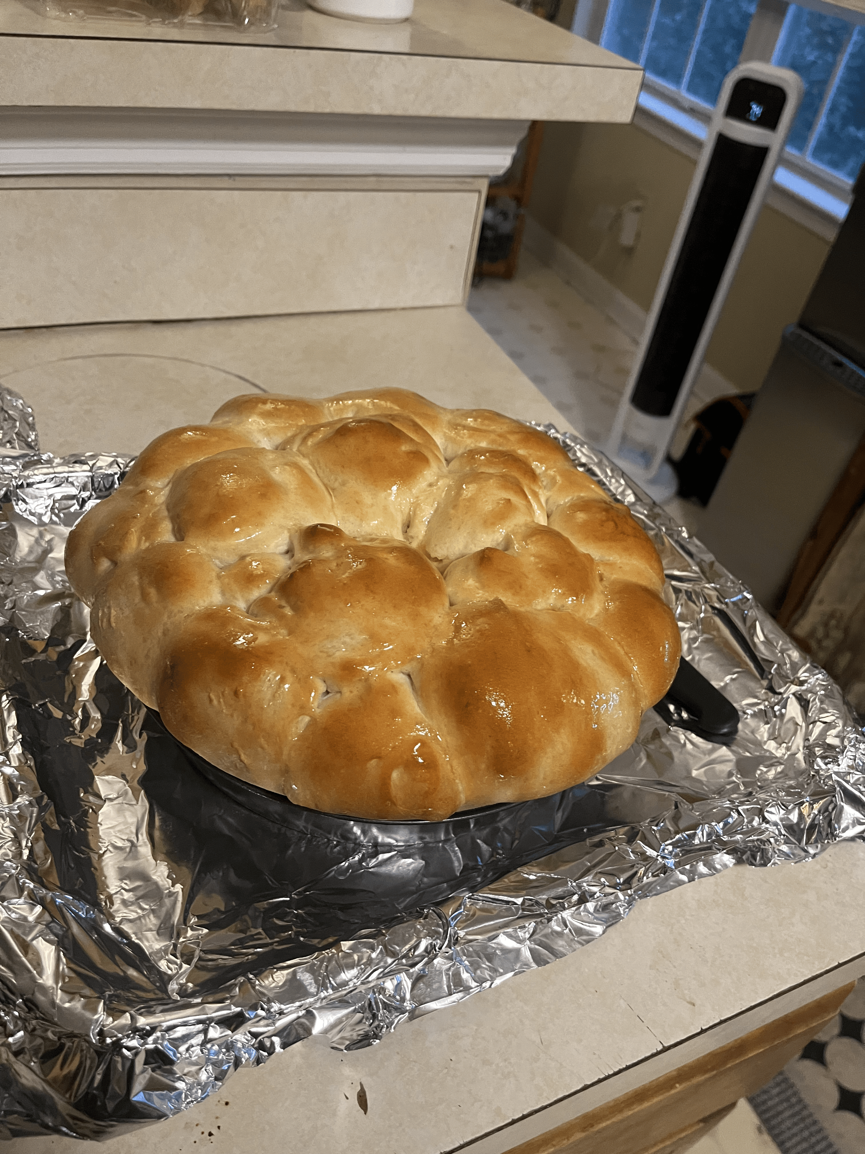 A freshly baked loaf of bread