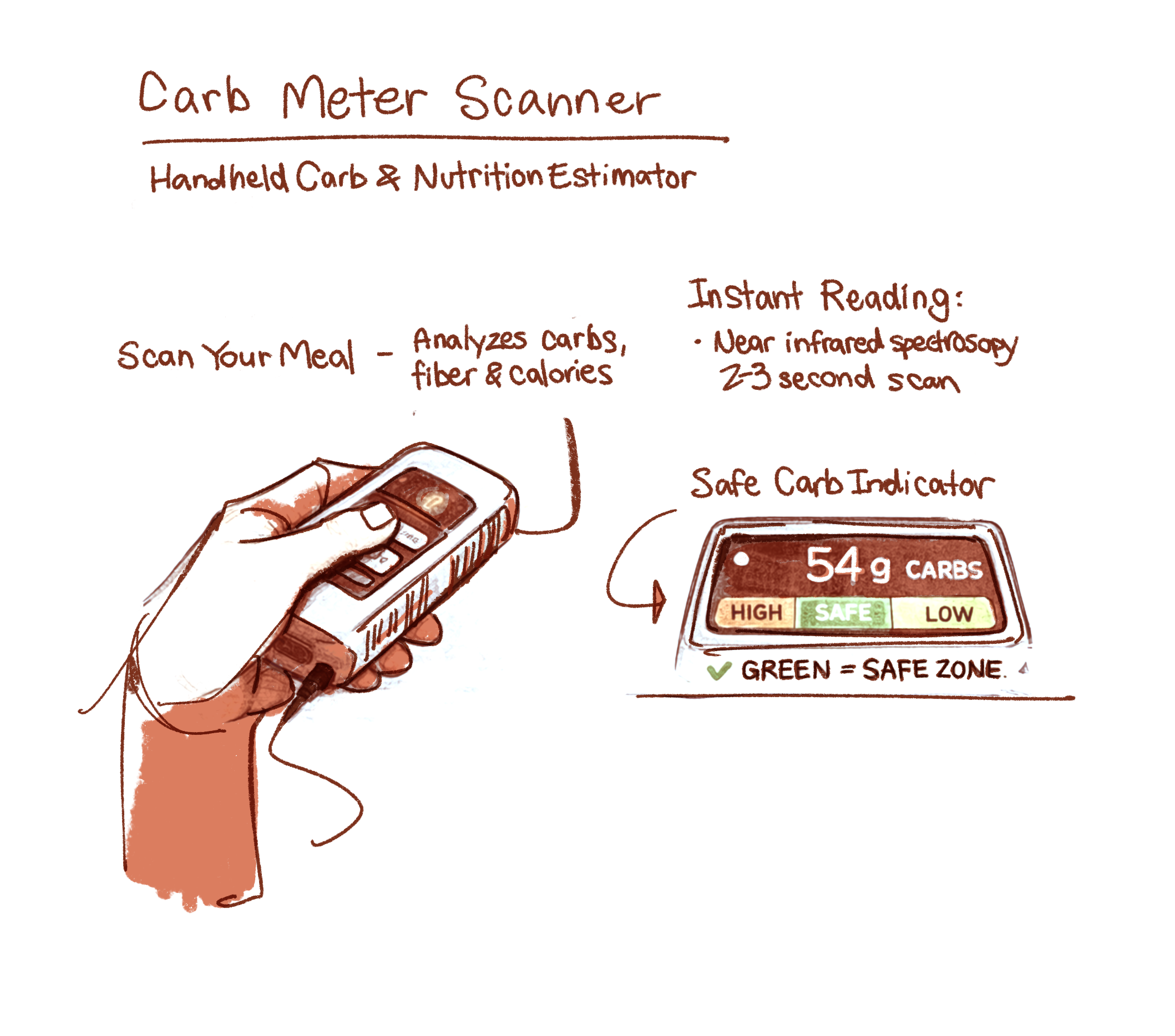 Early carbohydrate-scanner design direction sketch